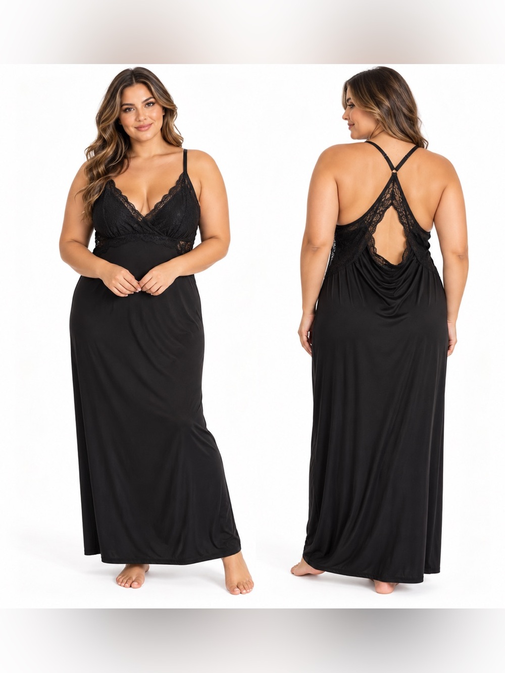 I.N.C. International Concepts Black Lace Maxi slip lingerie Dress Size 2X NWT